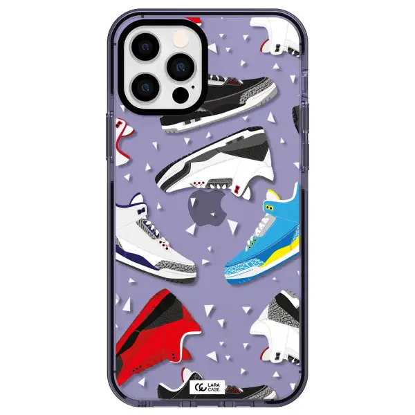 a pattern of different colored shoes Apple iPhone 12 pro impact Lilac Case