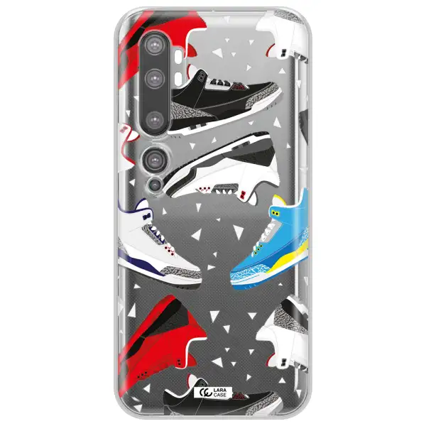 a pattern of different colored shoes Xiaomi Mi Note 10 Clear TPU Case