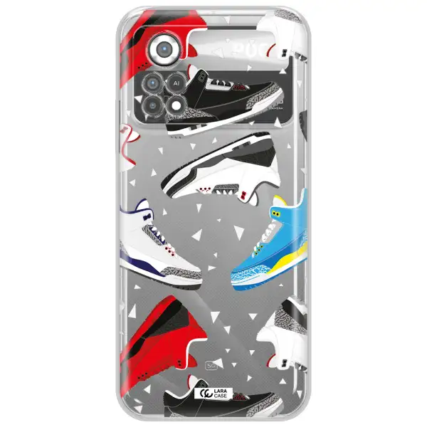 a pattern of different colored shoes Xiaomi Poco X4 Pro Clear TPU Case
