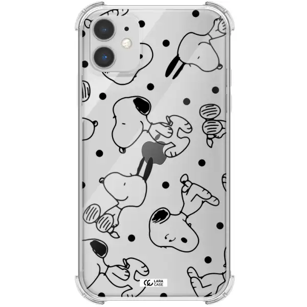 a pattern of cartoon characters Apple iPhone 11 Clear PC Case