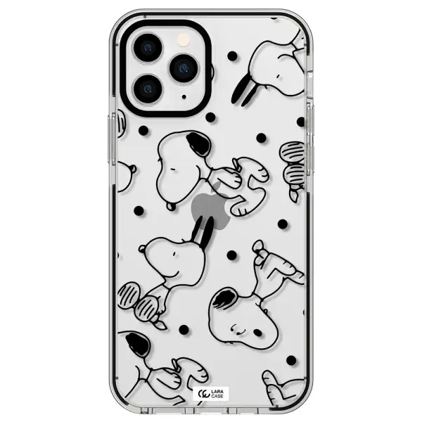 a pattern of cartoon characters Apple iPhone 11 pro max impact black border Case