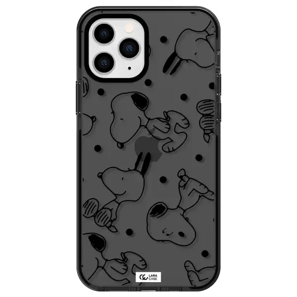 a pattern of cartoon characters Apple iPhone 11 pro max impact Smoke Black Case
