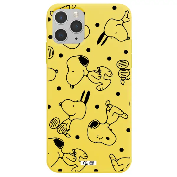 a pattern of cartoon characters Apple iPhone 11 pro max Silicone canary yellow Case