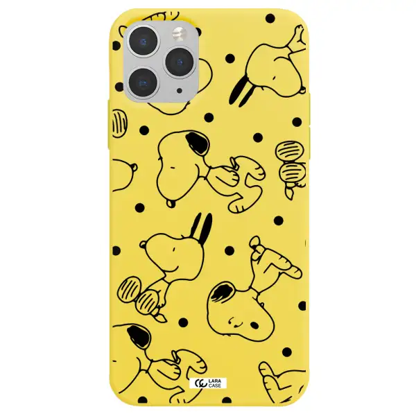 a pattern of cartoon characters Apple iPhone 11 pro Silicone canary yellow Case