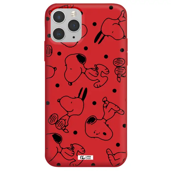 a pattern of cartoon characters Apple iPhone 11 pro Silicone Imperial Red Case