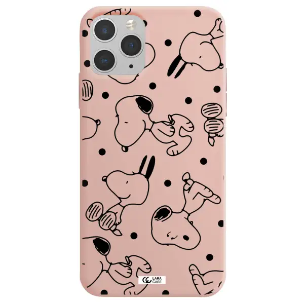 a pattern of cartoon characters Apple iPhone 11 pro Silicone pastel pink Case