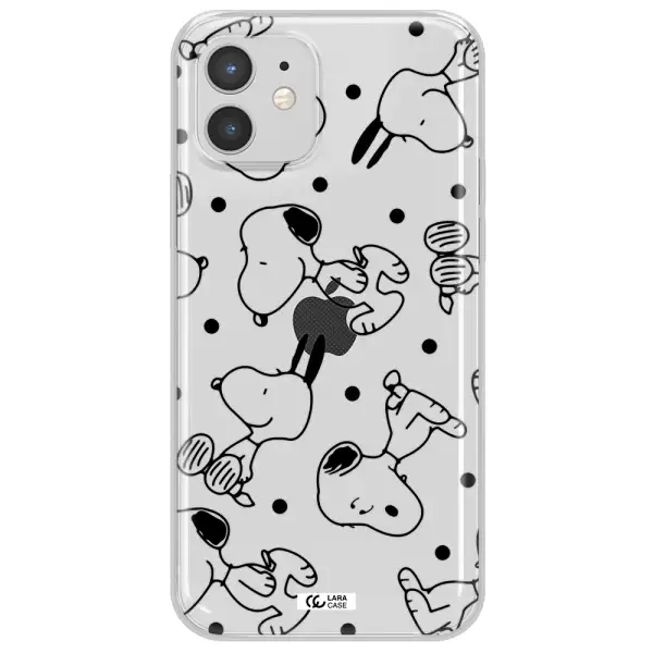 a pattern of cartoon characters Apple iPhone 12 Clear TPU Case