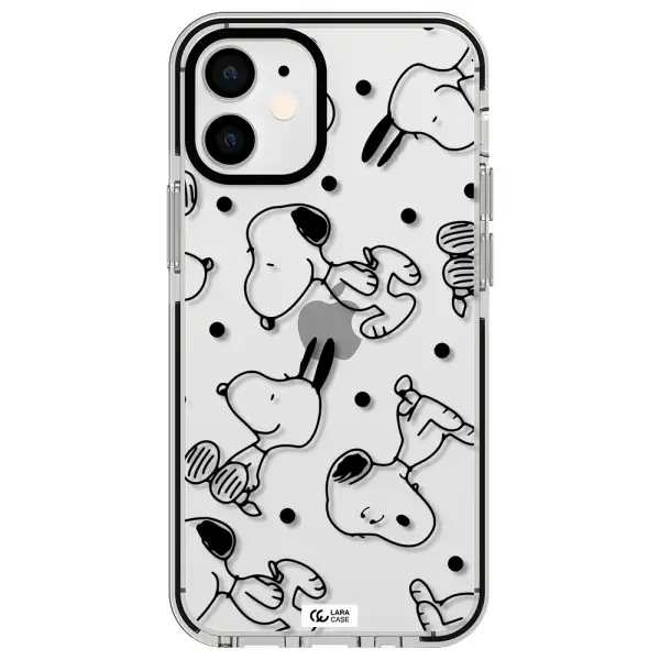 a pattern of cartoon characters Apple iPhone 12 mini impact black border Case