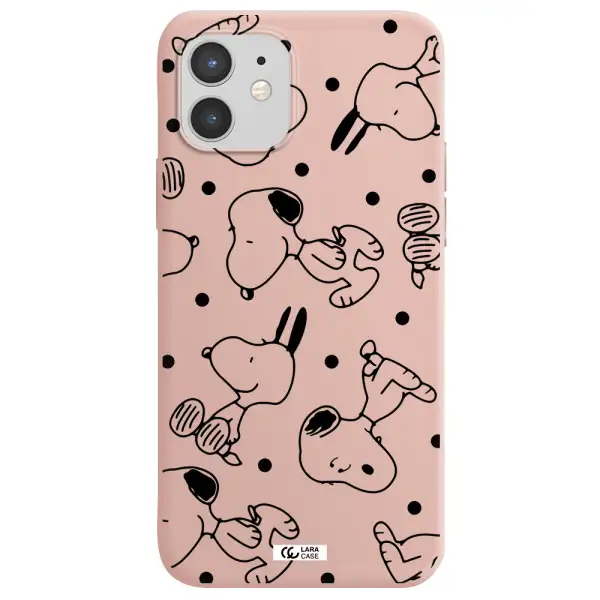 a pattern of cartoon characters Apple iPhone 12 mini Silicone pastel pink Case