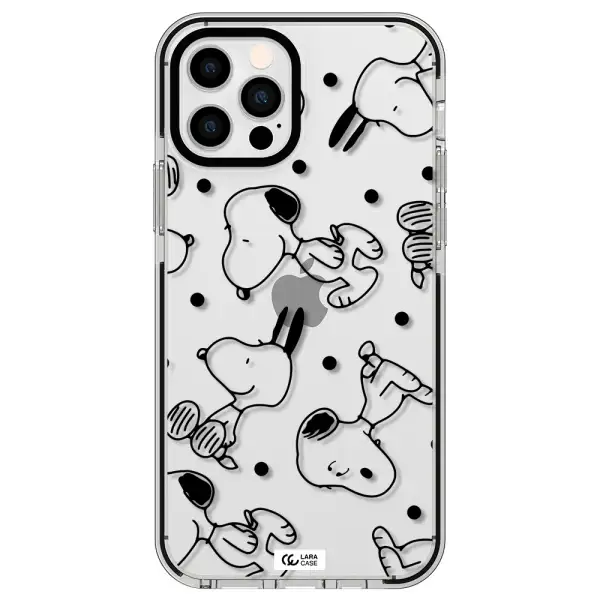 a pattern of cartoon characters Apple iPhone 12 pro impact black border Case
