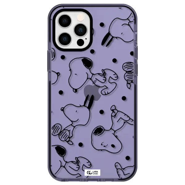 a pattern of cartoon characters Apple iPhone 12 pro impact Lilac Case