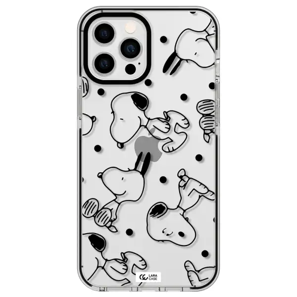 a pattern of cartoon characters Apple iPhone 12 pro max impact black border Case