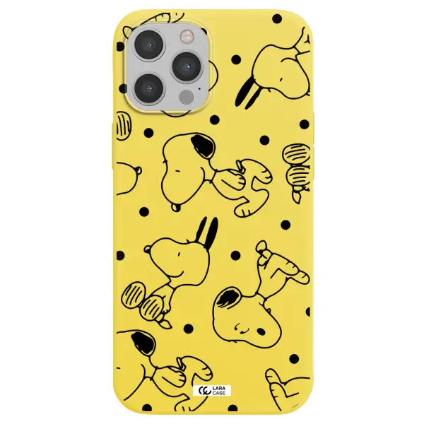 a pattern of cartoon characters Apple iPhone 12 pro max Silicone canary yellow Case