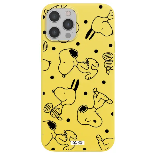 a pattern of cartoon characters Apple iPhone 12 pro Silicone canary yellow Case