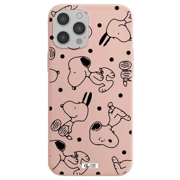 a pattern of cartoon characters Apple iPhone 12 pro Silicone pastel pink Case