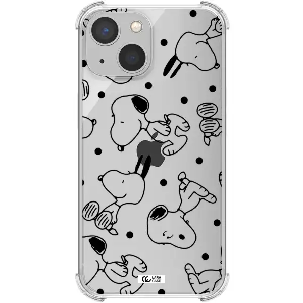 a pattern of cartoon characters Apple iPhone 13 Clear PC Case