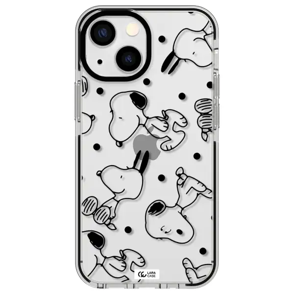 a pattern of cartoon characters Apple iPhone 13 mini impact black border Case