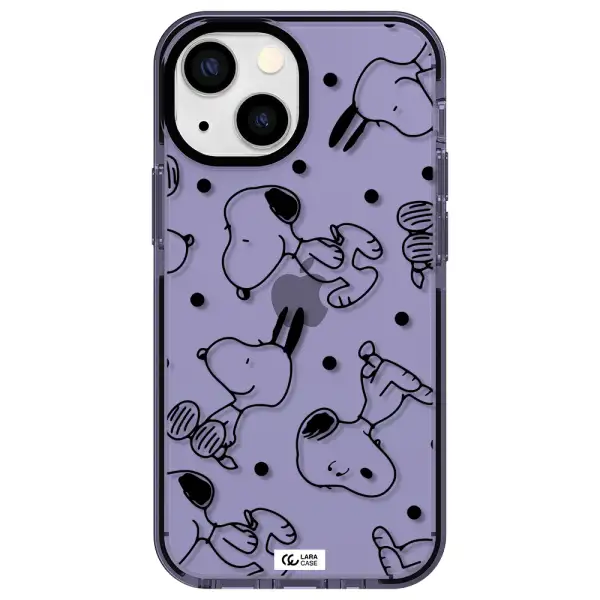 a pattern of cartoon characters Apple iPhone 13 mini impact Lilac Case