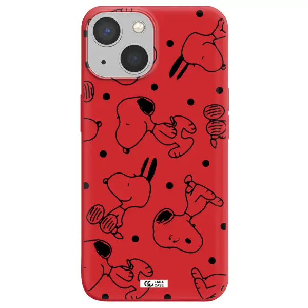 a pattern of cartoon characters Apple iPhone 13 mini Silicone Imperial Red Case