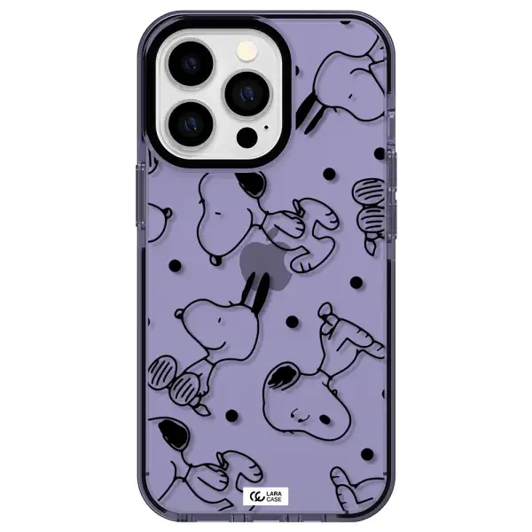 a pattern of cartoon characters Apple iPhone 13 Pro impact Lilac Case