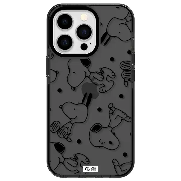a pattern of cartoon characters Apple iPhone 13 Pro impact Smoke Black Case