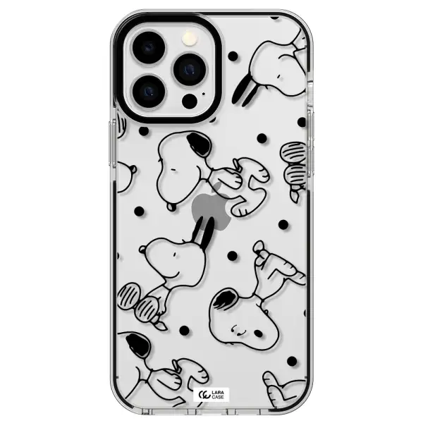 a pattern of cartoon characters Apple iPhone 13 Pro Max impact black border Case