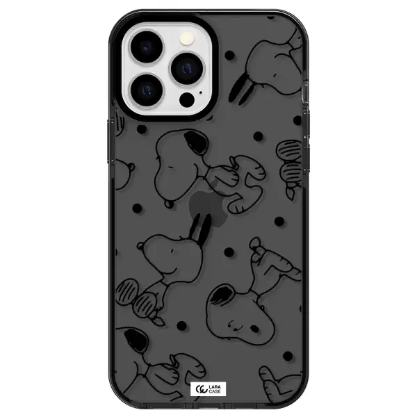 a pattern of cartoon characters Apple iPhone 13 Pro Max impact Smoke Black Case