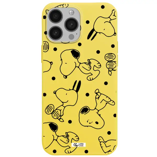 a pattern of cartoon characters Apple iPhone 13 Pro Max Silicone canary yellow Case