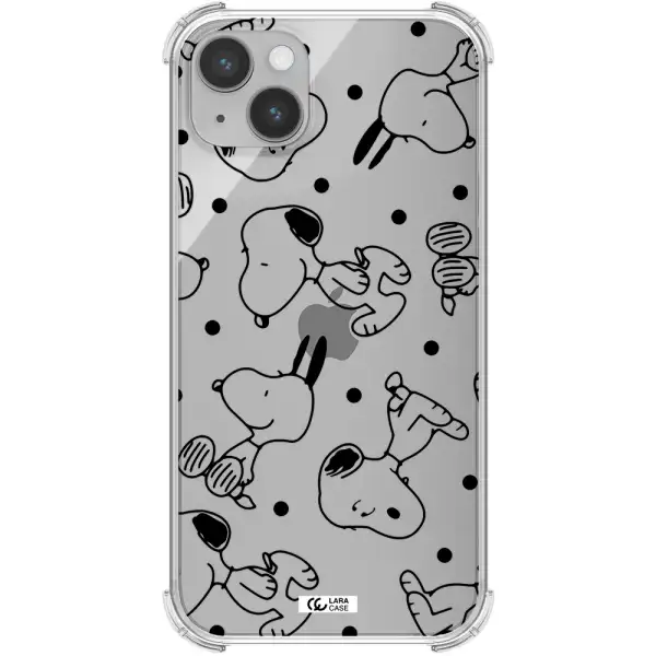 a pattern of cartoon characters Apple iPhone 14 Clear PC Case
