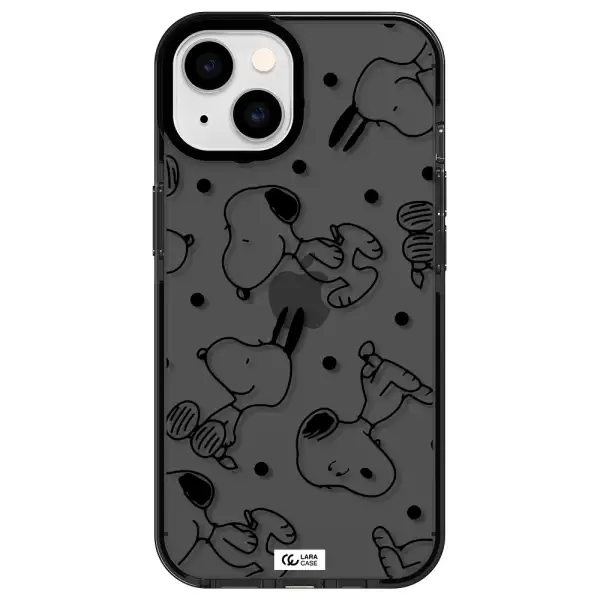 a pattern of cartoon characters Apple iPhone 14 impact Smoke Black Case