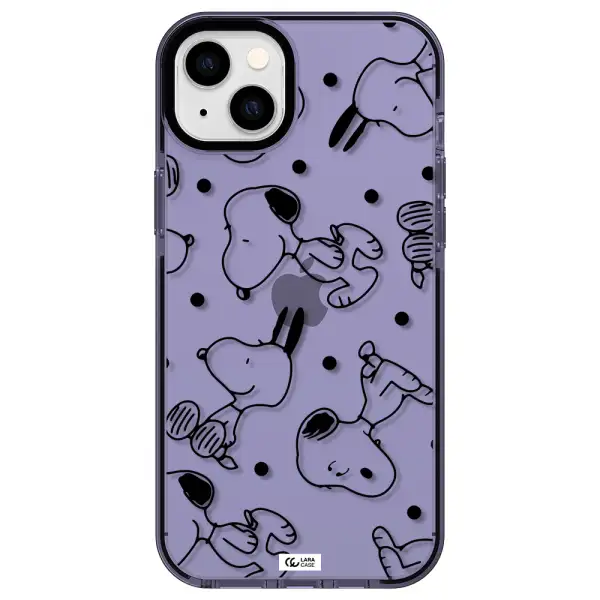 a pattern of cartoon characters Apple iPhone 14 plus impact Lilac Case