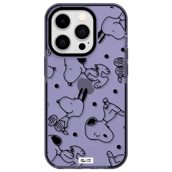 a pattern of cartoon characters Apple iPhone 14 pro impact Lilac Case