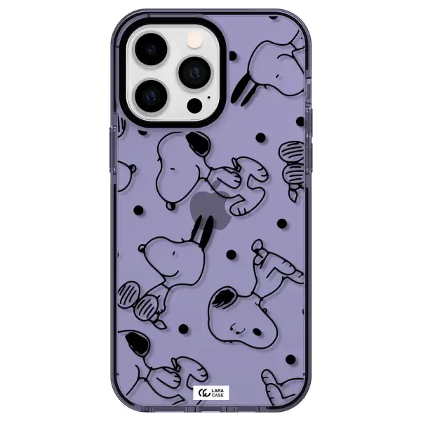 a pattern of cartoon characters Apple iPhone 14 pro max impact Lilac Case