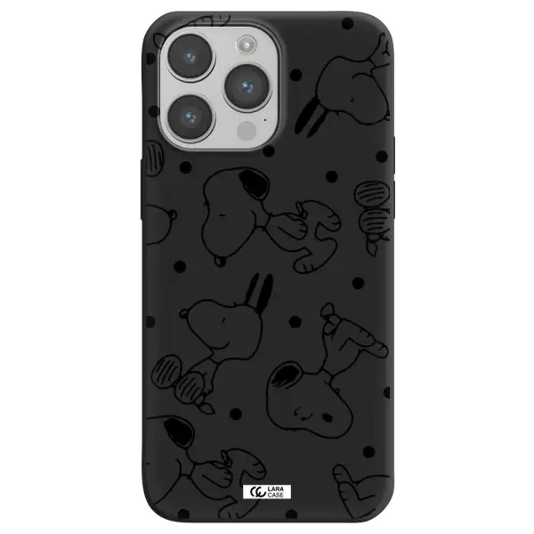 a pattern of cartoon characters Apple iPhone 14 pro Silicone black Case