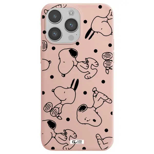 a pattern of cartoon characters Apple iPhone 14 pro Silicone pastel pink Case