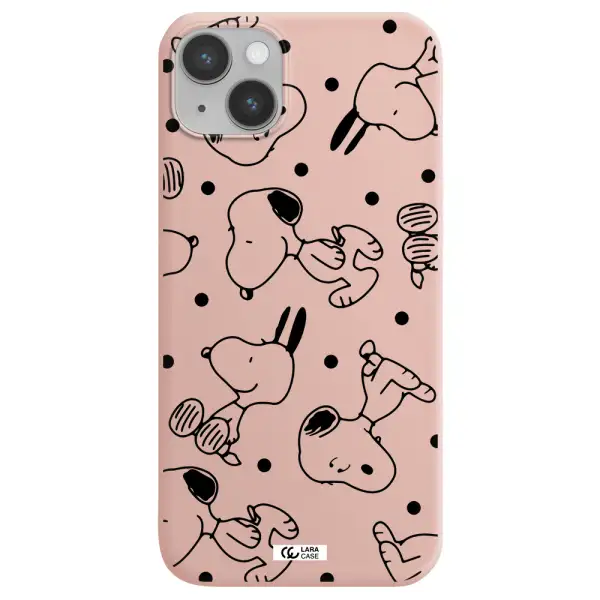 a pattern of cartoon characters Apple iPhone 14 Silicone pastel pink Case