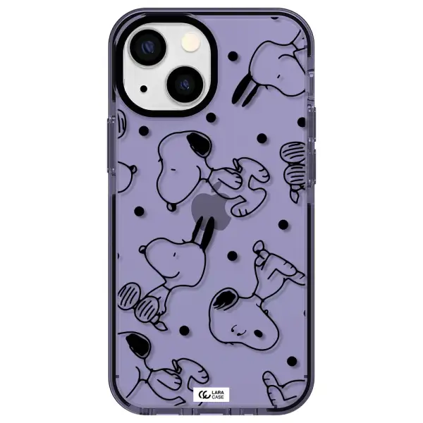 a pattern of cartoon characters Apple iPhone 15 impact Lilac Case