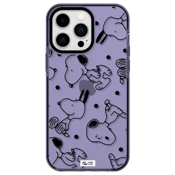 a pattern of cartoon characters Apple iPhone 15 Pro impact Lilac Case