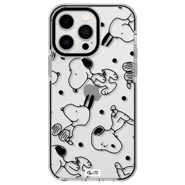 a pattern of cartoon characters Apple iPhone 15 Pro Max impact black border Case