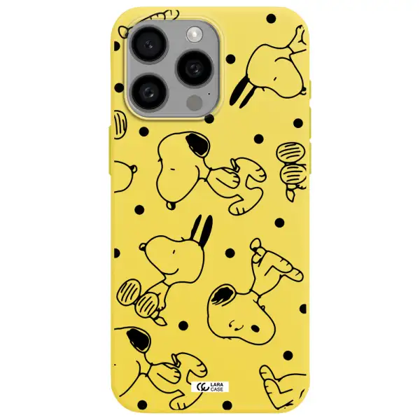 a pattern of cartoon characters Apple Iphone 15 Pro max Silicone canary yellow Case