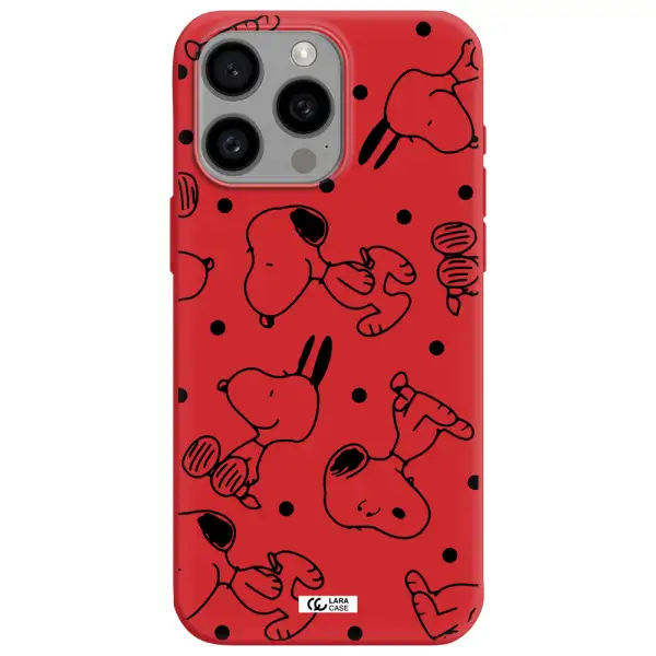 A Pattern Of Cartoon Characters Apple Iphone 15 Pro Max Silicone Imperial Red Case