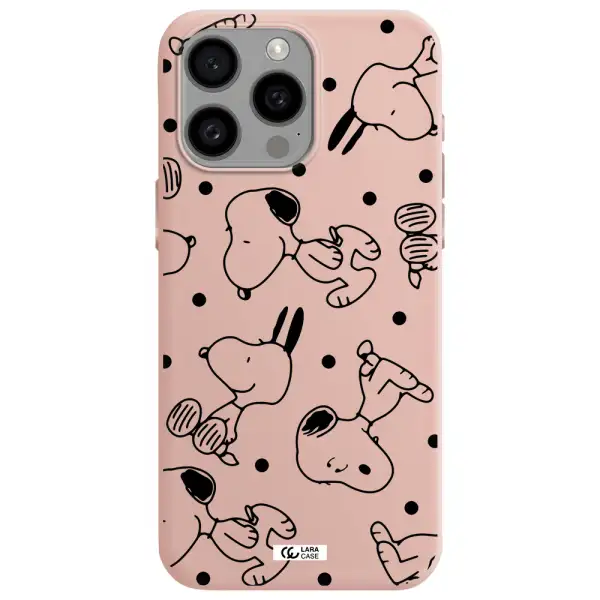 a pattern of cartoon characters Apple Iphone 15 Pro max Silicone pastel pink Case