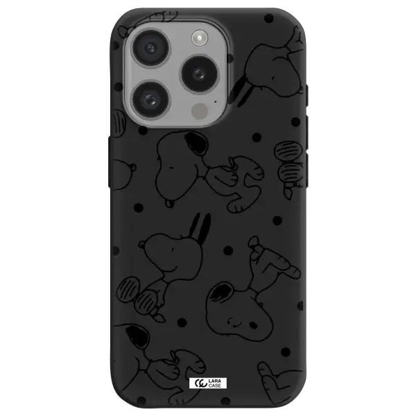 A Pattern Of Cartoon Characters Apple Iphone 15 Pro Silicone Black Case