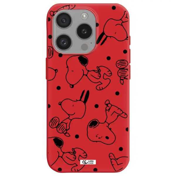 A Pattern Of Cartoon Characters Apple Iphone 15 Pro Silicone Imperial Red Case