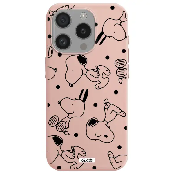 A Pattern Of Cartoon Characters Apple Iphone 15 Pro Silicone Pastel Pink Case