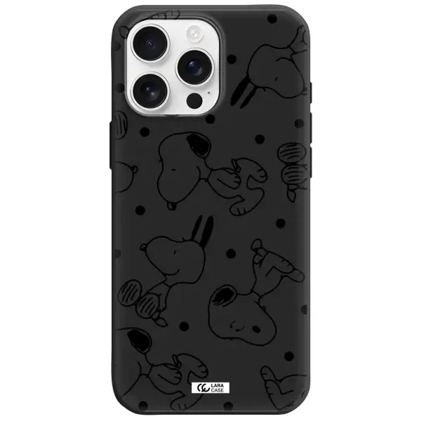 A Pattern Of Cartoon Characters Apple Iphone 16 Pro Max Silicone Black Case