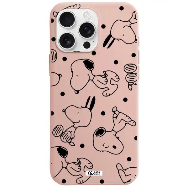 A Pattern Of Cartoon Characters Apple Iphone 16 Pro Max Silicone Pastel Pink Case