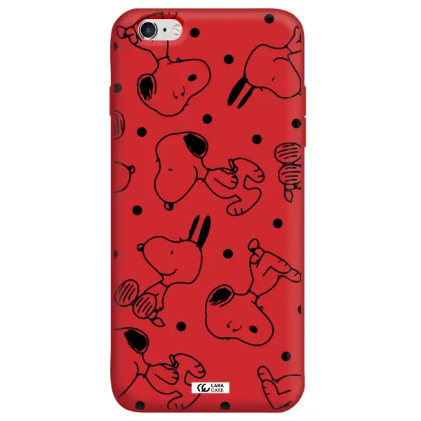 a pattern of cartoon characters Apple iPhone 6S Silicone Imperial Red Case