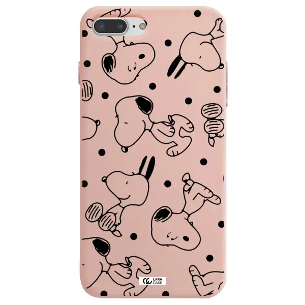 a pattern of cartoon characters Apple iPhone 7 plus Silicone pastel pink Case