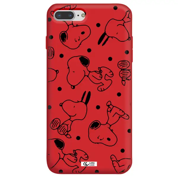 a pattern of cartoon characters Apple iPhone 8 plus Silicone Imperial Red Case